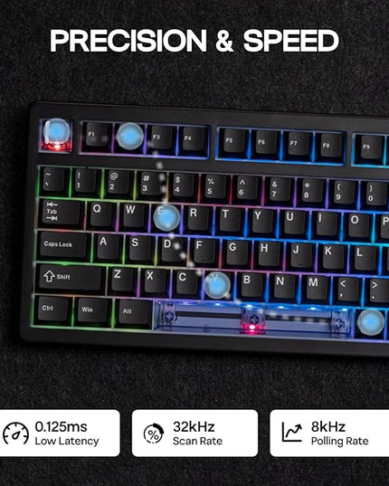 EPOMAKER HE80 Hall Effect Gaming Keyboard, 8K Polling & 32K Scan, Creamy Gasket, DKS, SOCD, Hot-Swappable, RGB Backlit, Wired Gaming Keyboard for PC & Mac (Black)