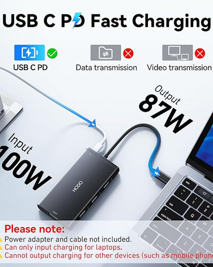 USB C Docking Station Dual Monitor Adapter for Dell HP, Laptop Docking Station 3 Monitors Quadruple Display USB C Hub Dongle to 4K HDMI+DisplayPort+VGA,3 USB2.0,100W PD, 8 in 1 Thunderbolt Dock