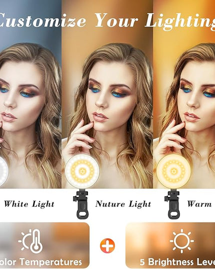3.5'' Ring Light for Laptop, 61 LEDs Dimmable Video Conference Lighting, Portable USB Plug Clip On Ring Light Computer Laptop iPad Phone for Selfie Working Learning Zoom Meeting Live Streaming Makeup