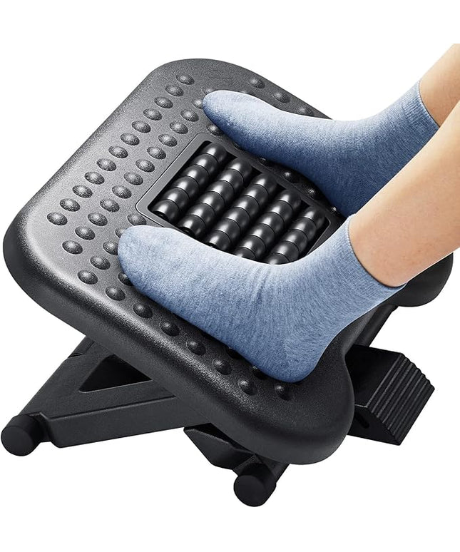 HUANUO Foot Rest for Under Desk at Work, Adjustable Footrest with Massage Texture and Roller, Ergonomic Foot Stool with 3 Height Position, 30 Degree Tilt Angle Adjustment for Home, Office