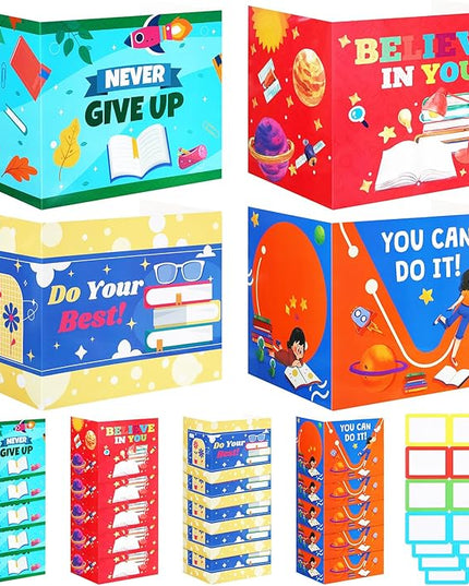 Crtiin 24 Pcs Privacy Folders for Students Desk Dividers Standard School Privacy Cardboard Board Testing Dividers Shield for Classroom Teacher Supplies Keep Eyes from roving(Encourage)
