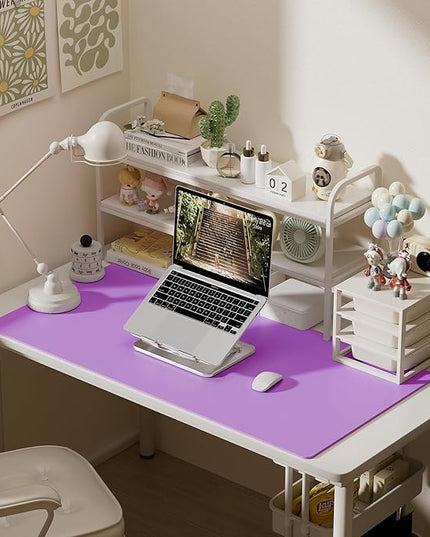 Aothia Faux Leather Desk Mat – Large Mouse Pad, Non-Slip PU Leather Blotter, Waterproof Writing Surface for Office and Home (Iris Violet, 47.2" x 23.6")