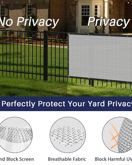 WINDSCREEN4LESS 6' x 16' Privacy Fence Screen in Light Grey for Chain Link Fence W/ Brass Grommet Windscreen Outdoor Backyard Mesh Fencing Cover Netting 150GSM Fabric W/ Zip Ties - Custom Size