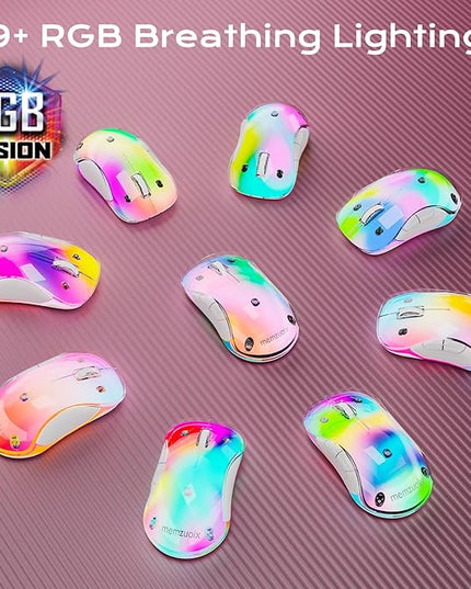 memzuoix 2.4G LED Wireless Mouse, Rechargeable Ergonomic Mouse with Detachable Cover, 1200 DPI Portable Optical Computer Mouse with USB Receiver for Laptop, PC, Desktop and MacBook, 5 Buttons-Pink