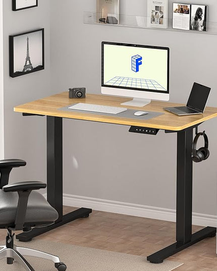 FLEXISPOT EN1 One-Piece Standing Desk with 1-Inch Thick Desktop, 48"x24" Electric Height Adjustable Desk for Home Office & Multi-Device Workstations, Maple