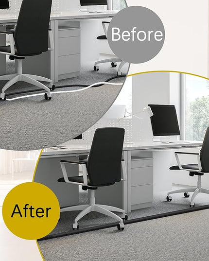 Floor Cord Cover 3.3FT Cord Covers for Wires on Floor Protect Wires & Prevent Trip Hazards, Easy to Cut for Home, Office, School, Concerts, Cavity W0.6in x H0.32in