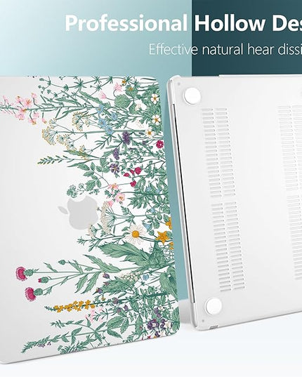 DONGKE for M4 MacBook Air 13.6 Inch Case 2025 2024 2023 2022 Model A3240 A3113 A2681 M3 M2 Chip, Plastic Hard Shell Case Cover with Touch ID for MacBook Air 13 Inch M4 (Garden Floral)