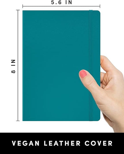 PAPERAGE Lined Journal Notebook, (Turquoise), 252 Pages, Medium 5.6 in x 8 in - 100 GSM Thick Paper – Hardcover Journaling Notebook for Work, School & Note Taking
