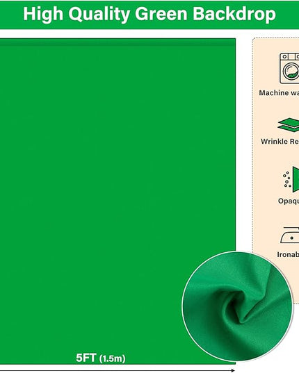 Green Screen Backdrop Kit 6.5X5ft,Portable greenscreen Background with Stand,Adjustable T-Shape Photo Backdrop Stand for Photography, Streaming,Video,Studio,Party,Zoom