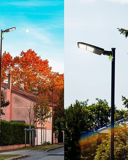 480V 300W LED Shoebox Light, LED Parking Lot Pole Lightis, Outdoor LED Area Light 1000W MH/HPS Equiv. Surge Protector, 1-10V Dim, 42000LM 5000k DLC UL cUL 277-480V Direct Arms Mount