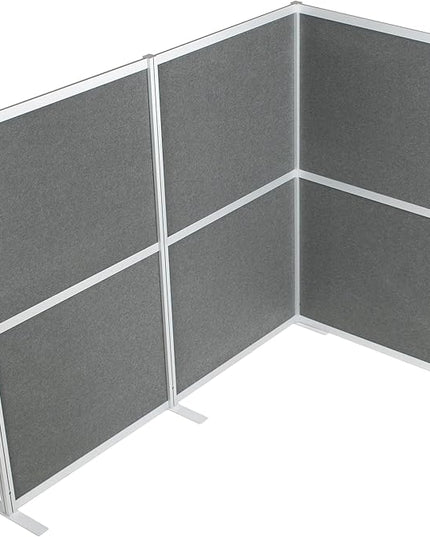 VIVO L-Shape Modular Corner Wall System, 3 Panels, Modern Professional Office Cubicle Dividers, Freestanding Privacy Screen, 66 inches High, Dark Gray, PP-MWS63D-L