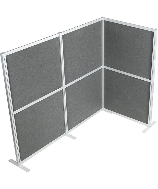 VIVO L-Shape Modular Corner Wall System, 3 Panels, Modern Professional Office Cubicle Dividers, Freestanding Privacy Screen, 66 inches High, Dark Gray, PP-MWS63D-L