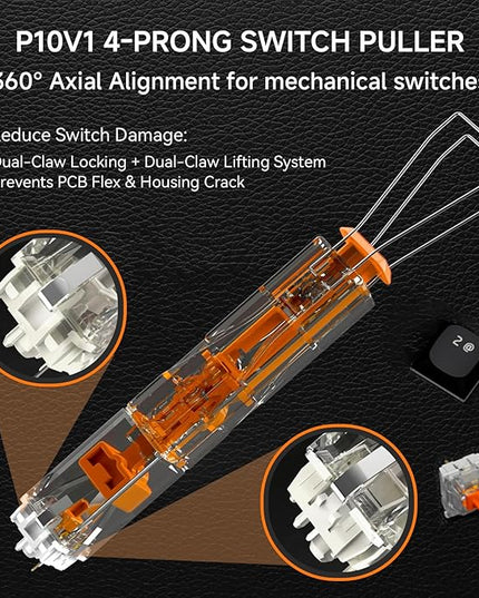 KEMOVE P10-V1 4-Claw Switch & Keycap Puller for Mechanical Keyboards - Ergonomic Pain-Free Design, 304 Stainless Steel Omni-Directional Tool for Effortless Switch/Keycap Removal