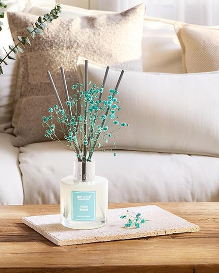Airkeep Reed Diffuser Set,3.38 fl oz (100 ml) - Ocean Breeze Oil Diffusers with 8 Reed Sticks, Home Fragrance Reed Diffuser for Bathroom Shelf Decor