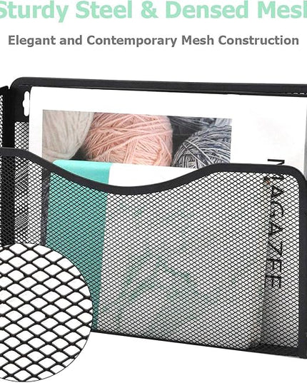 EASEPRES 3 Single Pocket Mesh Hanging File Organizer, Vertical Wall Mounted Magazine File Holder, Mount Basket Mail Paper Document Folder Organizing for Office, Home and School, Black