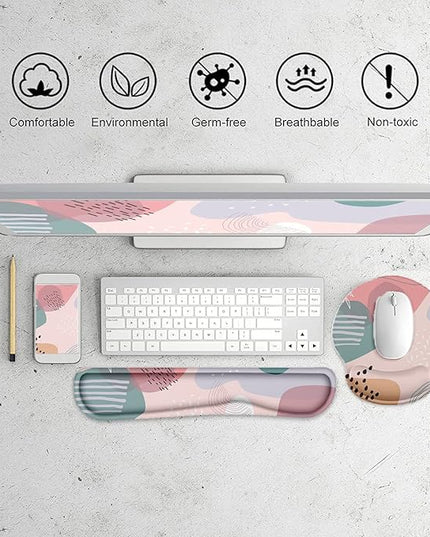 Lateefah Mouse Pad with Wrist Rest, 3-in-1 Gaming Mouse Pad, Keyboard Wrist Rest, Ergonomic Memory Foam Mousepad with Wrist Support for Computer Keyboard