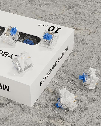 ZhouWang 10 PCS Blue Switch 3 Pin 50gf Pre-Lubricated,Dustproof Clicky Switch,Suitable for clickers for 3D Prints、MX Mechanical Keyboard