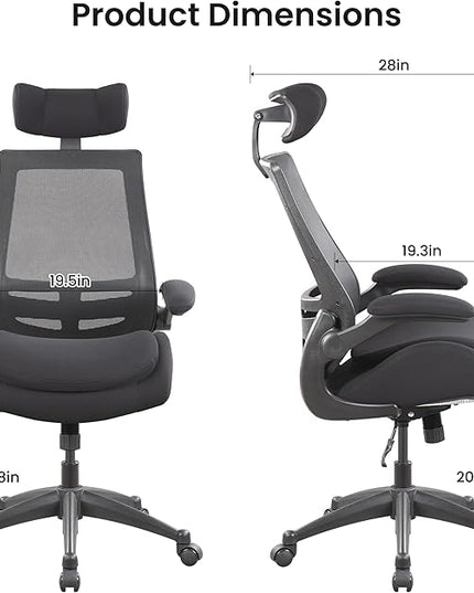 BOLISS 400lbs High Back Ergonomic Mesh Computer Office Desk Chair with Super Soft Adjustable Arms Molded Foam Double Seat Cushion Lumbar Support(Black)