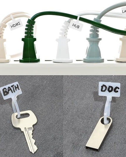 Mini Skater Nylon Cable Zip Ties Tags 4" Tiny Self-Locking Write-On Identify Cord Tabs Cable Label Marker Ties for Office Home Identification and Organization, 50 Pack (White)