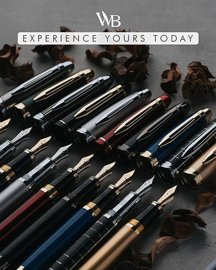 Wordsworth & Black Majesti Fountain Pen-(Black), Luxury Case, 24K Gold Finish; 18K Gilded Fine Nib-Ink Cartridges, Refillable Ink Converter-Calligraphy Pen-Best Business Gift Set for Men & Women