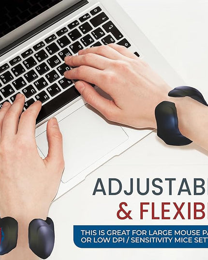 Wearable Gaming Wrist Rest for Keyboard, Mouse pad, Laptop, and PC Work or Gamer Support. (Black, S-M)