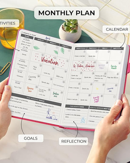 Clever Fox Daily Planner – Undated Planning Notebook with Hourly Schedule & To-Do List – Personal Day Task & Work Organizer, 6 Months (Hot Pink)