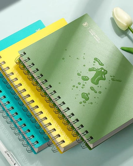 EMSHOI A5 Spiral Notebook College Ruled Lined Journal, Small 5.7" X 8.22", 300 Pages/150 Sheets, 100gsm Thick Paper, Waterproof Hardcover, for Office School Women Men Work Writing Notes-Green
