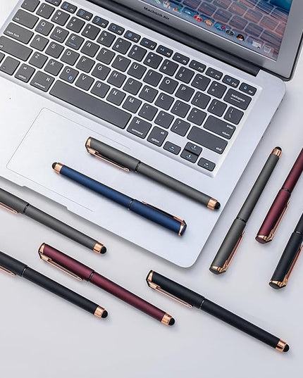 Linbsunne Black Gel Pens 0.7mm Medium Point Pen Office Pens 2-in-1 Stylus Pens for Touch Screens Gel Ink Rollerball Pens for Writing (18 Pack-blue)