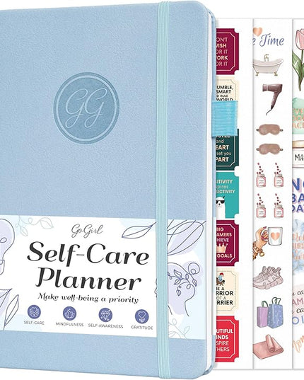 GoGirl Self-care Journal – Daily Mental Health Notebook with Mood & Wellness Trackers – Personal Development, Meditation & Reflection Journal for Women – Hardcover, Lasts 3 Months (Periwinkle)