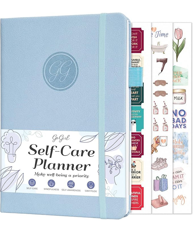 GoGirl Self-care Journal – Daily Mental Health Notebook with Mood & Wellness Trackers – Personal Development, Meditation & Reflection Journal for Women – Hardcover, Lasts 3 Months (Periwinkle)