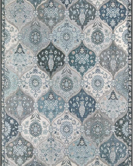 Lahome Moroccan Trellis Front Door Mat Indoor Entrance, 2x3 Rugs for Entryway Non-Slip Washable Indoor Door Mat, Oriental Accent Small Rug for Kitchen Bedroom Bathroom, Blue