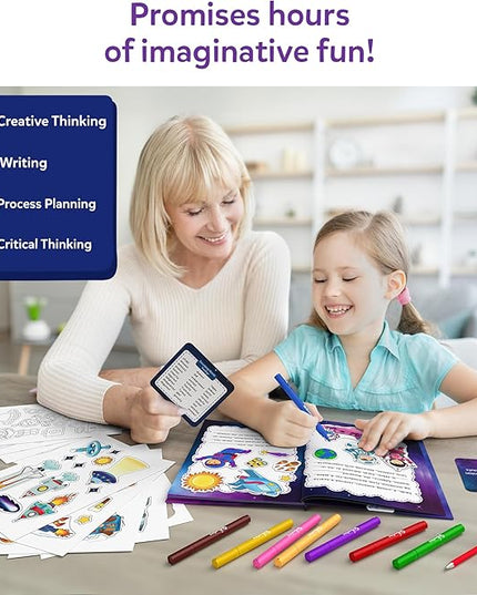 Skillmatics Storybook Art Kit - Create Space-Themed Stories, DIY Craft & Writing Kit with 300+ Stickers, Scrapbooking Activity, Gifts for Kids Ages 5, 6, 7, 8, 9, 10