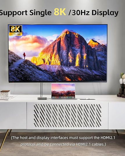 USB C Docking Station Dual Monitor 4K@60Hz or Single 8K@30Hz with 2 HDMI for Windows Laptops,11-in-1 Laptop Docking Station with 5 USB A/C, SD, Gigabit Ethernet, Audio, 130W AC Power Supply