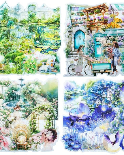 AuriicLeaf Green Garden PET Sticker Set, 100PCS Nature Aesthetic Stickers for Journaling, Scrapbooking, DIY Crafts and Art Supplies