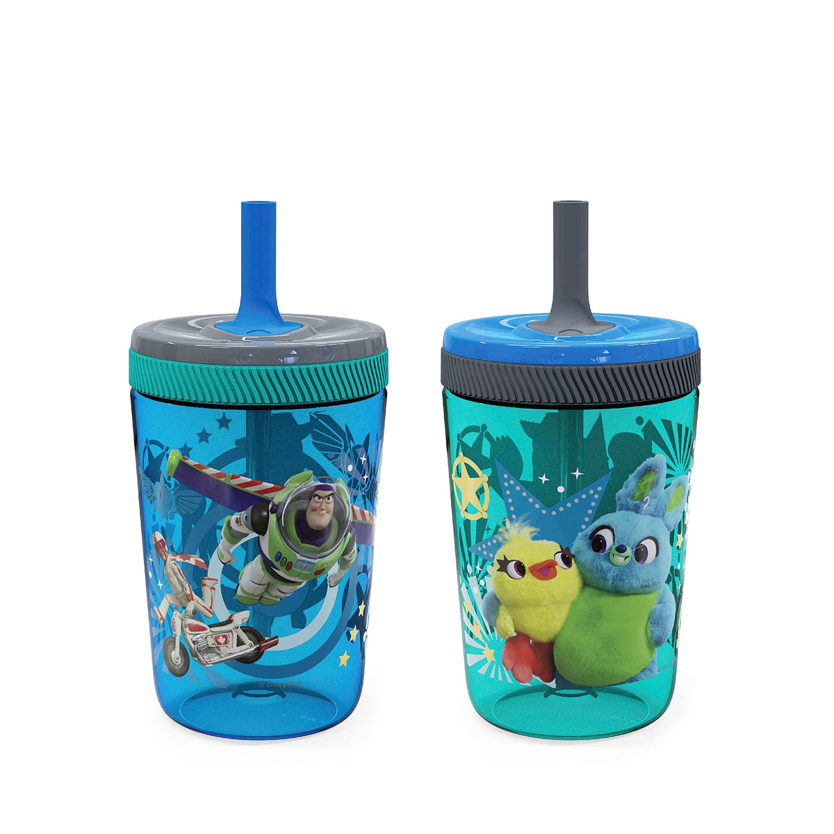 Zak Designs Kelso 15 oz Tumbler Set (Toy Story 4 - Woody & Buzz 2pc Set) Toddlers Cup Leak-Proof Screw-On Lid with Straw Made of Durable Plastic and Silicone, Perfect Bundle for Kids