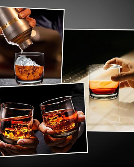 DISCOUNT PROMOS Custom Whiskey Glasses 10 oz Set of 10/50/100, Personalized Bulk Pack - Heavy Base Old Fashioned Glass, Perfect for Scotch, Bourbon, Whiskey, Cocktail - Black Bottom Color
