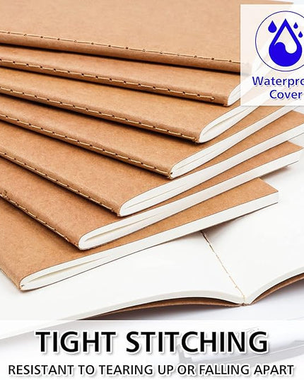 feela 170 Pack Blank Kraft Notebooks, Unlined Sketchbook Mini Cute Note Pad for Drawing Writing, Journal Bulk For Kids Students Office School Supplies, A6, 48 Pages, 4.25” X 5.5”, Black and Brown
