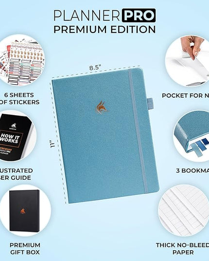 Clever Fox Planner Pro Premium – Luxurious Weekly & Monthly Planner with Budget Organizer for Productivity & Goals, Undated, A4 (Aquamarine)