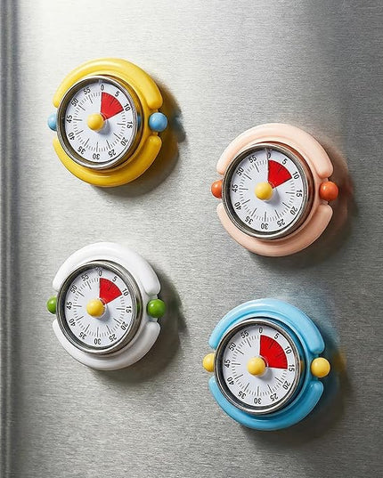 Visual Timer, Cute Magnetic Mechanical Kitchen Timer for Cooking, No Batteries Required, 60-Minute Countdown Clock for Study, Classroom, Baking, Yoga, Pomodoro - Loud Alarm
