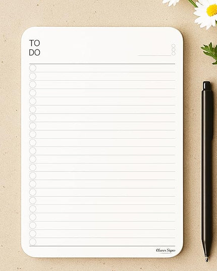 To Do List Notepad – (2 Pack, 50 Sheets Each) A5 Size (8.3"x5.8") Premium Thick Paper With Cardboard Back Support, Undated Daily Planner Notepad, Daily To Do List Notebook, Ruled Pages, Checkboxes, Deadline Column.