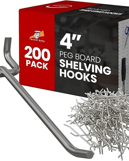200 Pack PEG Board Pegboard Shelving Hooks 4" Length Wholesale Lot
