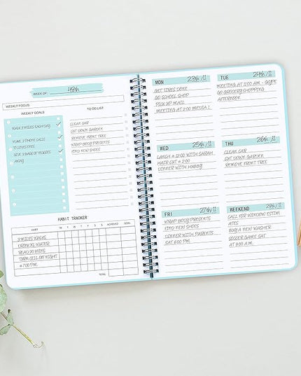 Undated Weekly Planner- Weekly Goals Notebook, A5 To Do List Planner, Habit Tracker Journal with Spiral Binding, 5.7 x 8.0 inches