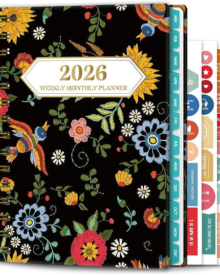 Ymumuda 2026 Planner, Daily Weekly and Monthly Planner，Jan 2026 - Dec 2026, 8.4" x 6.3", 2026 Calendar Planner Book with Tabs, Spiral Notebook with Inner Pocket for Office Home School Supplies