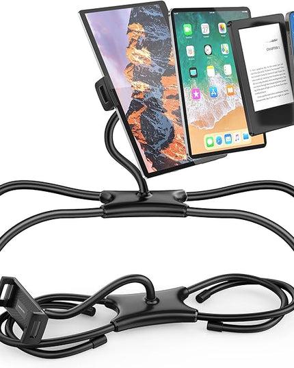 AboveTEK iPad Holder for Bed, Adjustable Tablet Bed Stand Mount, 360° Hands-Free Kindle Holder for Reading in Bed, Compatible w/ 4.7"-15.6" Tablets/iPads/Kindles/Phones/Samsung - Durable & Flexible