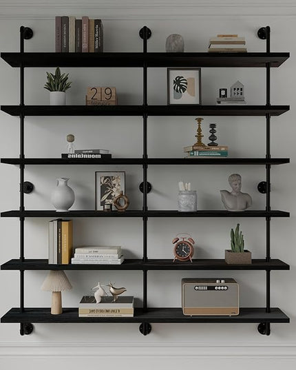 Floating Shelves for Wall Living Room Shelves Bookshelf Industrial Pipe Shelving Shelf Real Wood Planks 60 inch Rustic Wall Shelves Hanging Bookshelves Farmhouse Kitchen Bar Shelving