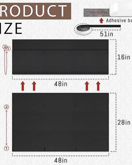 48" Under Desk Privacy Panel Self-Adhesive Modesty Panel with Wire Pocket for Cable Management Organizer Heavy Duty Desk Skirt - Office Home or Standing Workstation Concealer Shield