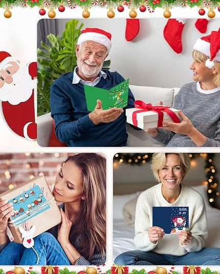 Thboxes Christmas Cards with Envelopes & Stickers, 36 Pack 4x6 Inch Merry Christmas Cards, Funny Holiday Card, 6 Assorted Designs Greeting Card for Xmas