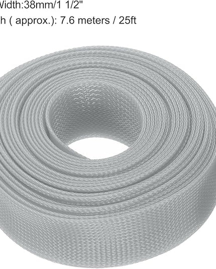 uxcell Expandable Sleeving, 1 1/2-inch 25ft Cable Sleeve, Gray
