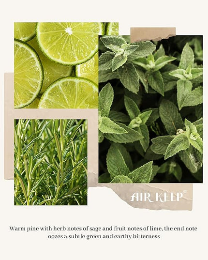 Airkeep Reed Diffuser Set, 3.38 fl oz (100 ml) - Sage Lemon Oil Diffusers with 8 Reed Sticks, Home Fragrance Reed Diffuser for Bathroom Shelf Decor