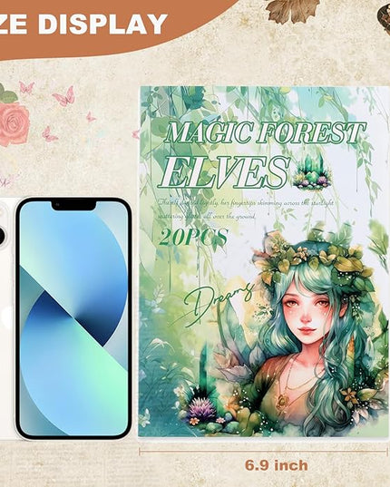 Auguro Scrapbook Fantasy Stickers 20 Sheets 240 Pre-Cut Washi Stickers for Journaling PET Transparent Fairy Sticker Decorative or DIY Paper Crafts, Arts and Crafting Projects